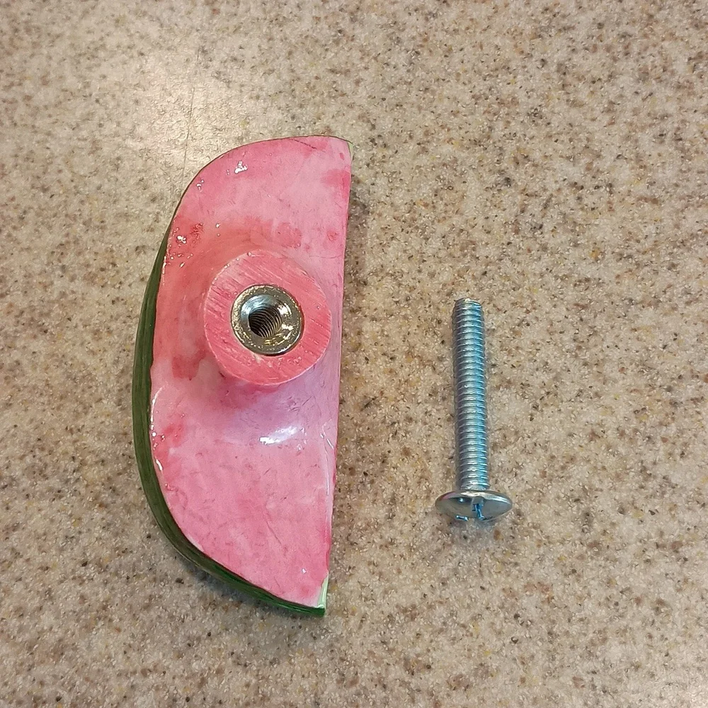 6 Watermelon Slice Cabinet Knob — Red and Green Decorative Drawer Pull NWOT